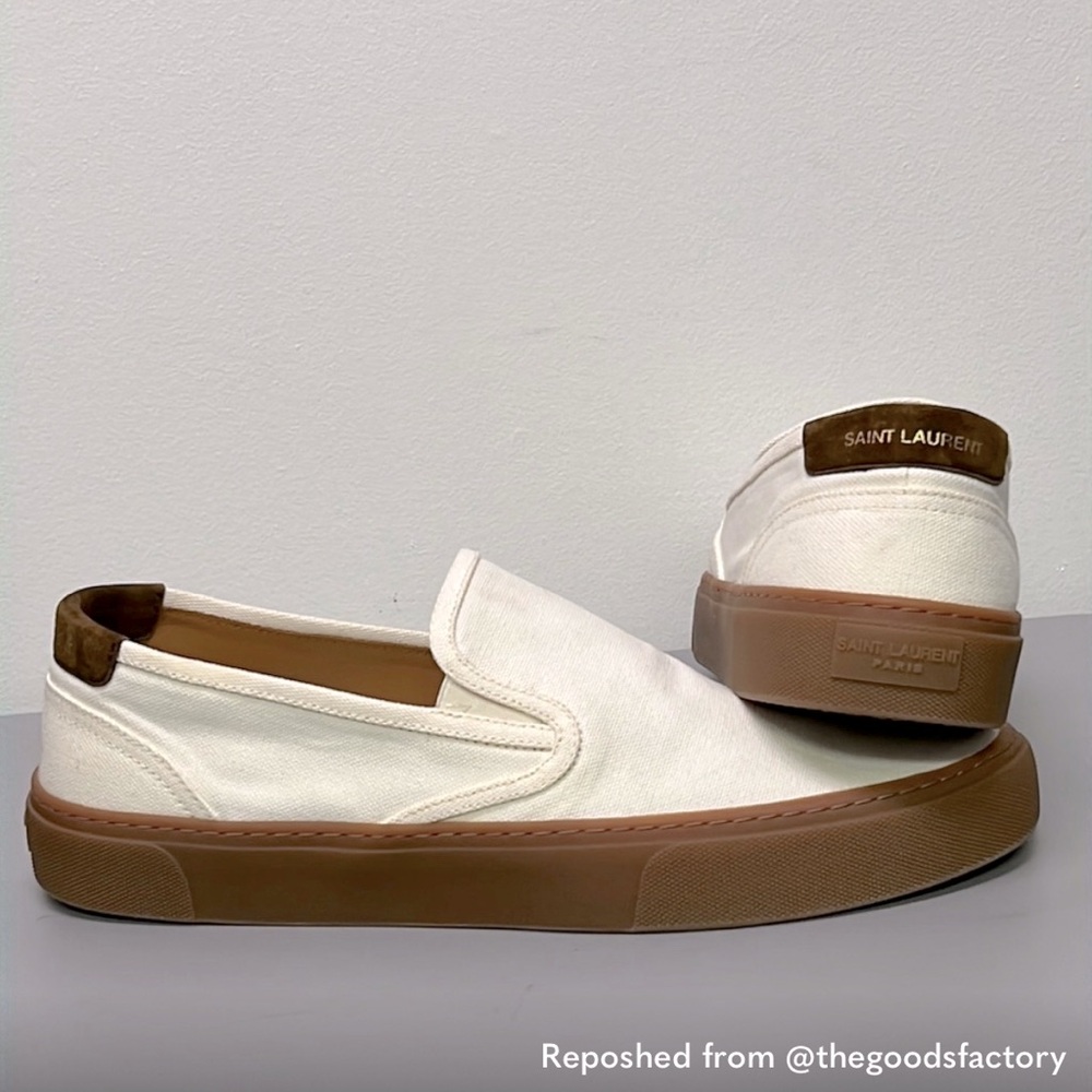 NWOT Saint Laurent Venice Canvas Slip Ons
